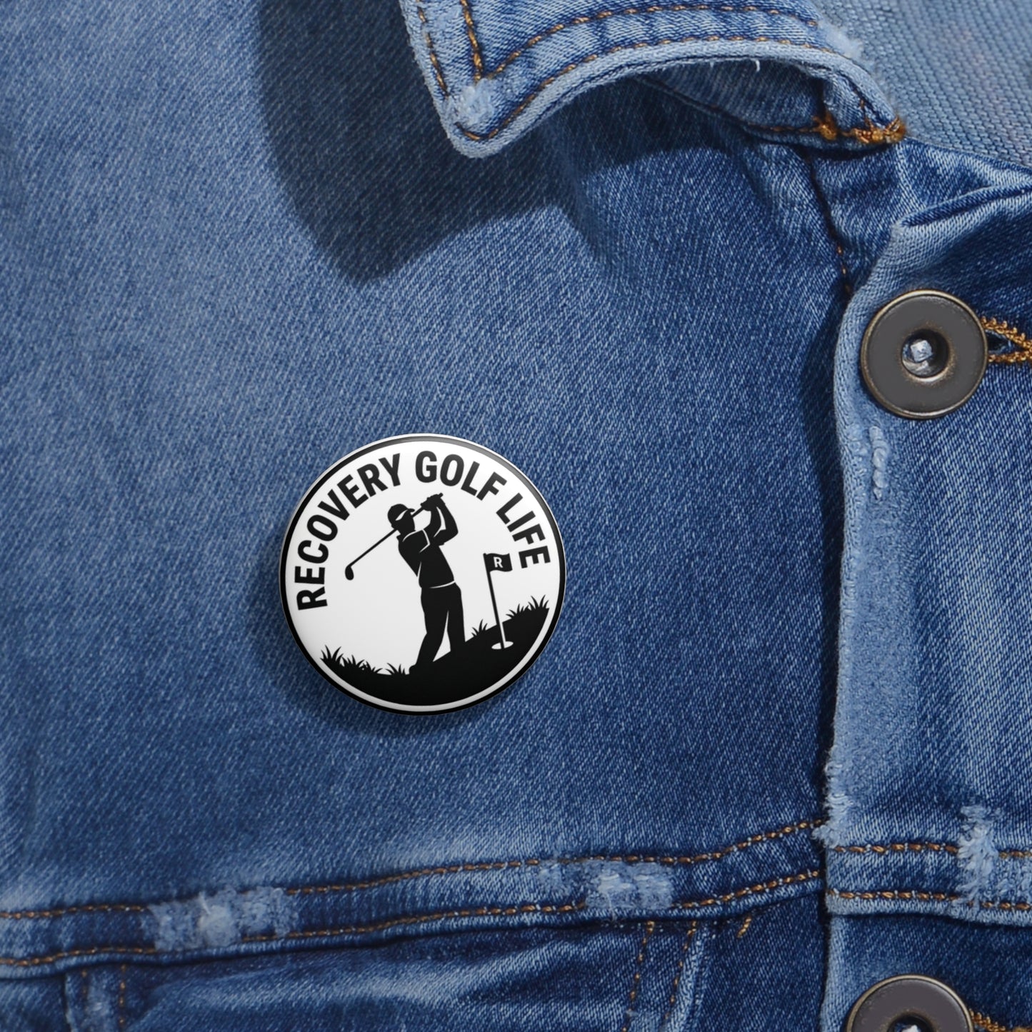 Recovery Golf Life Pin Button | Golf Silhouette Round Badge