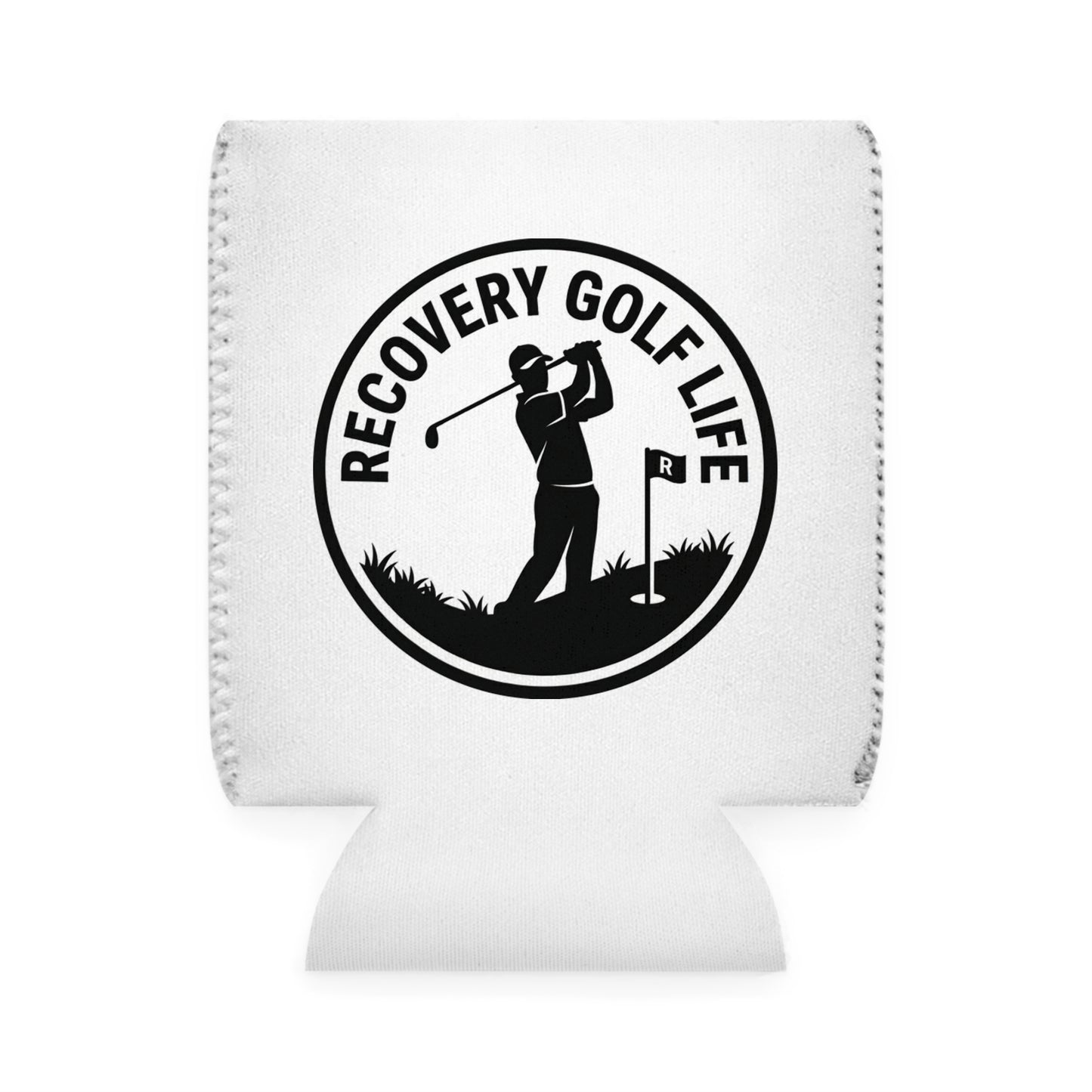 "Keep it Simple. Hit em' Straight" Recovery Slogan Can Cooler Sleeve — Sober Golf Cart Drink Holder
