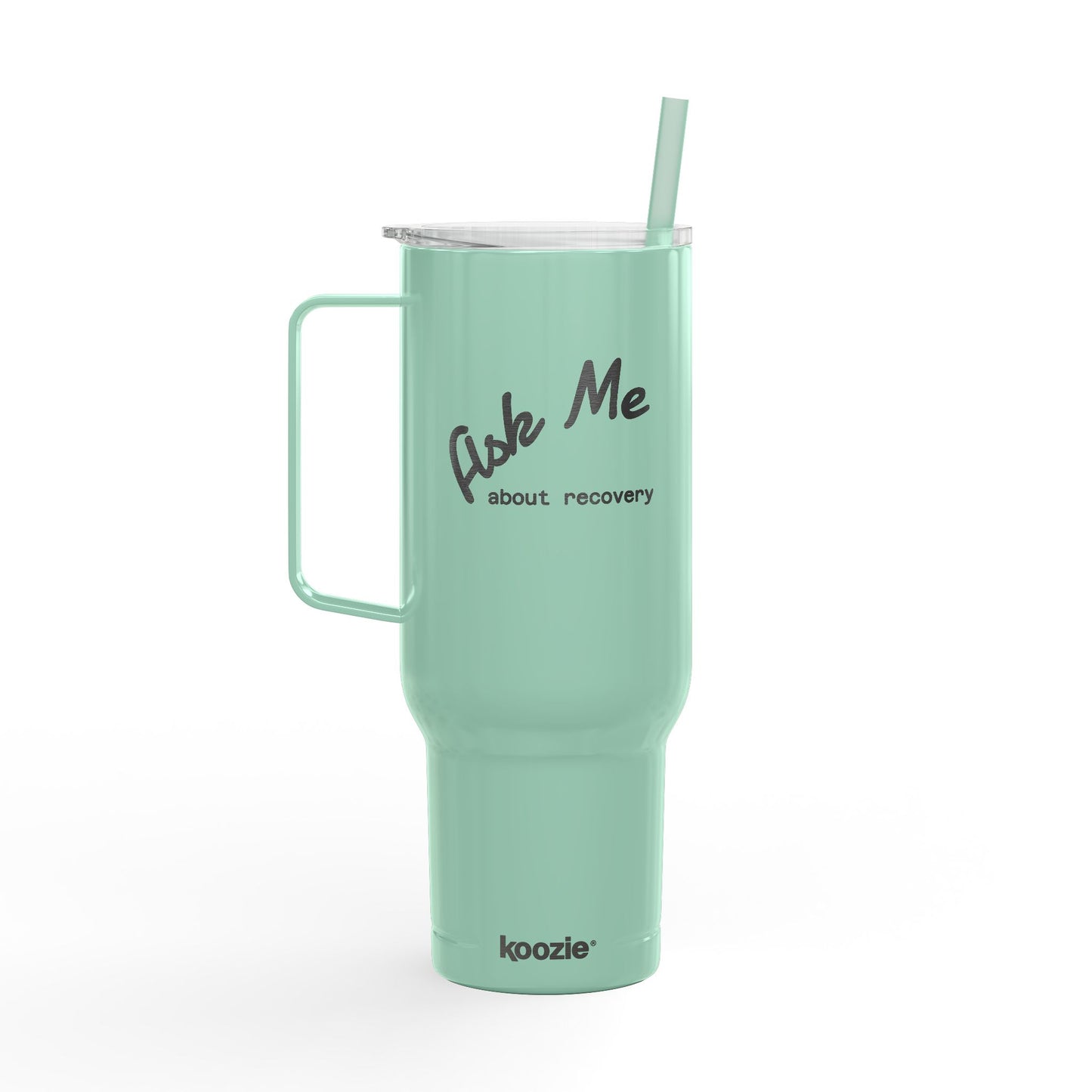 "Ask me about Recovery" Tumbler | Engraved 40oz Insulated Travel Cup with Lid