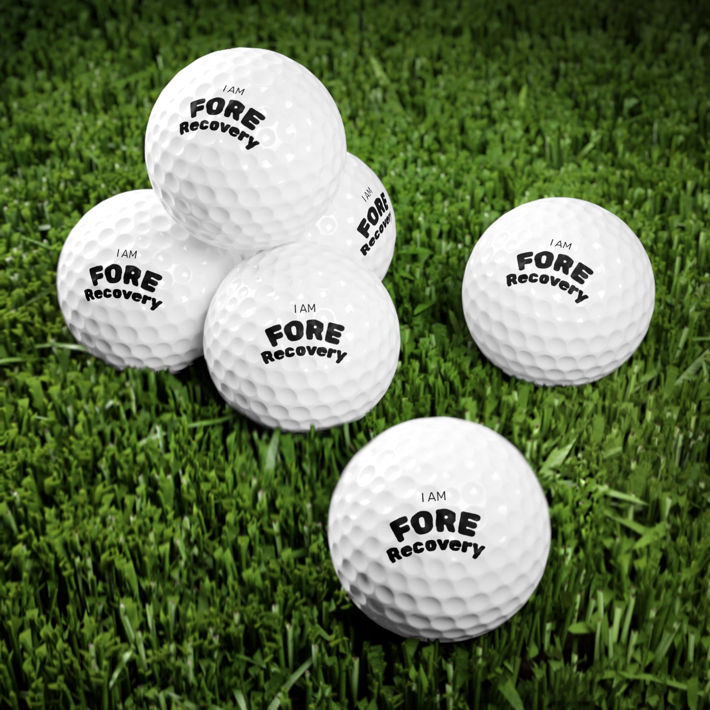 "I am Fore! Recovery" Golf Balls, 6pcs - Sobriety & Supporter Gift