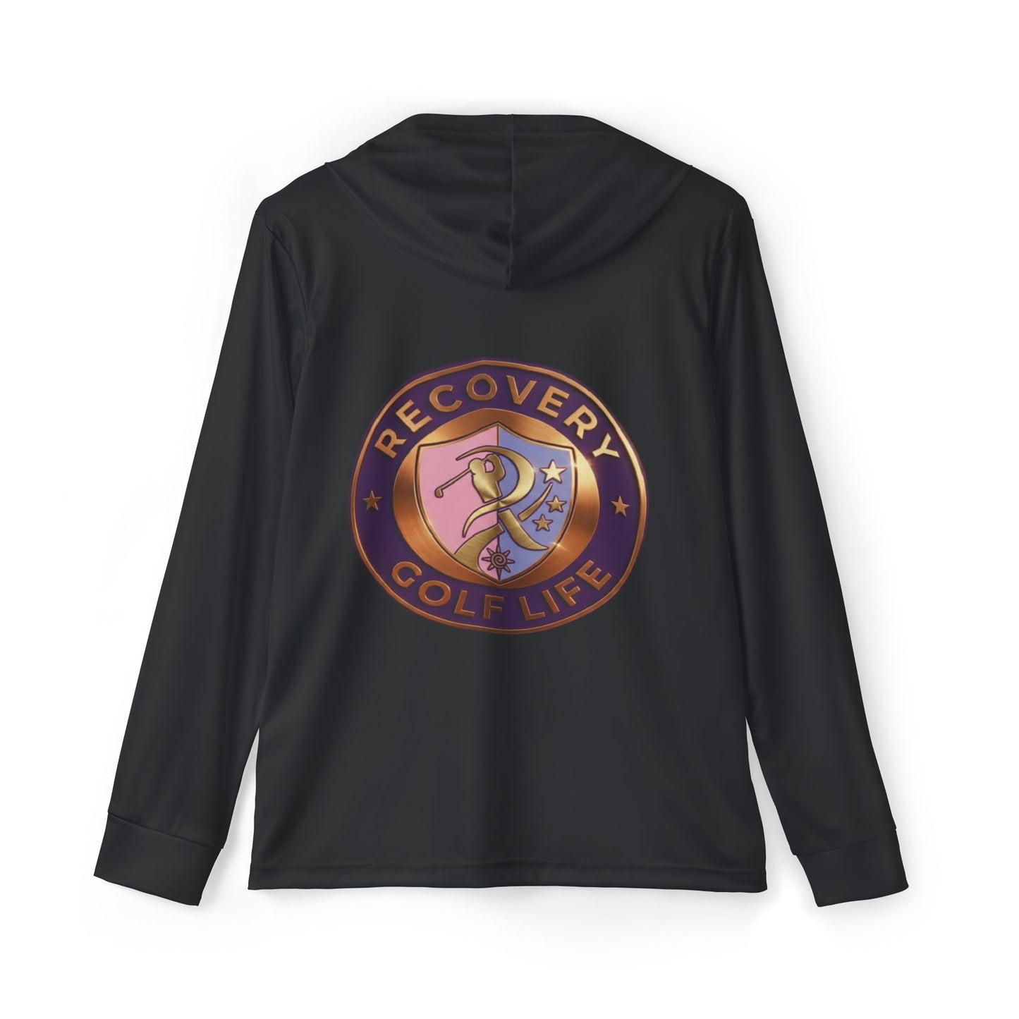 "Warm Up" Sober Golf Hoodie — Recovery Apparel with Back Print