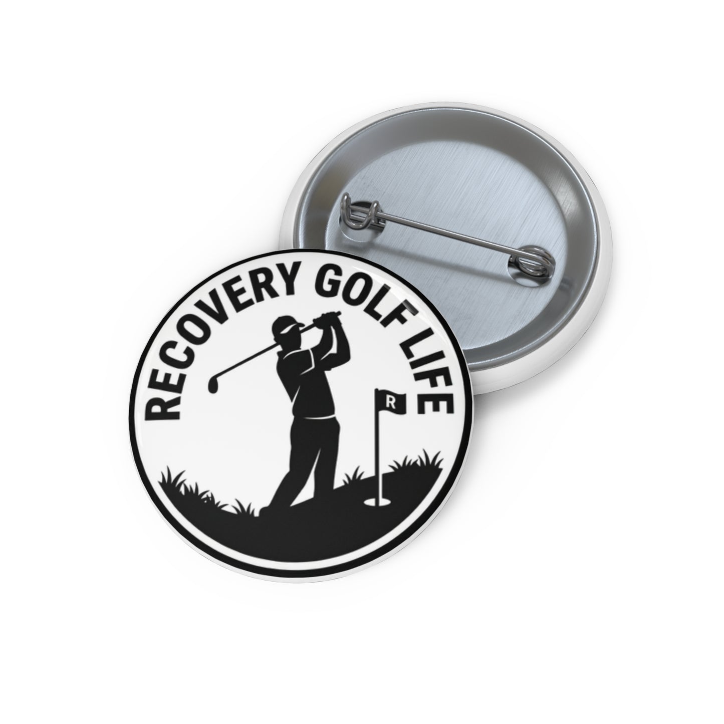 Recovery Golf Life Pin Button | Golf Silhouette Round Badge