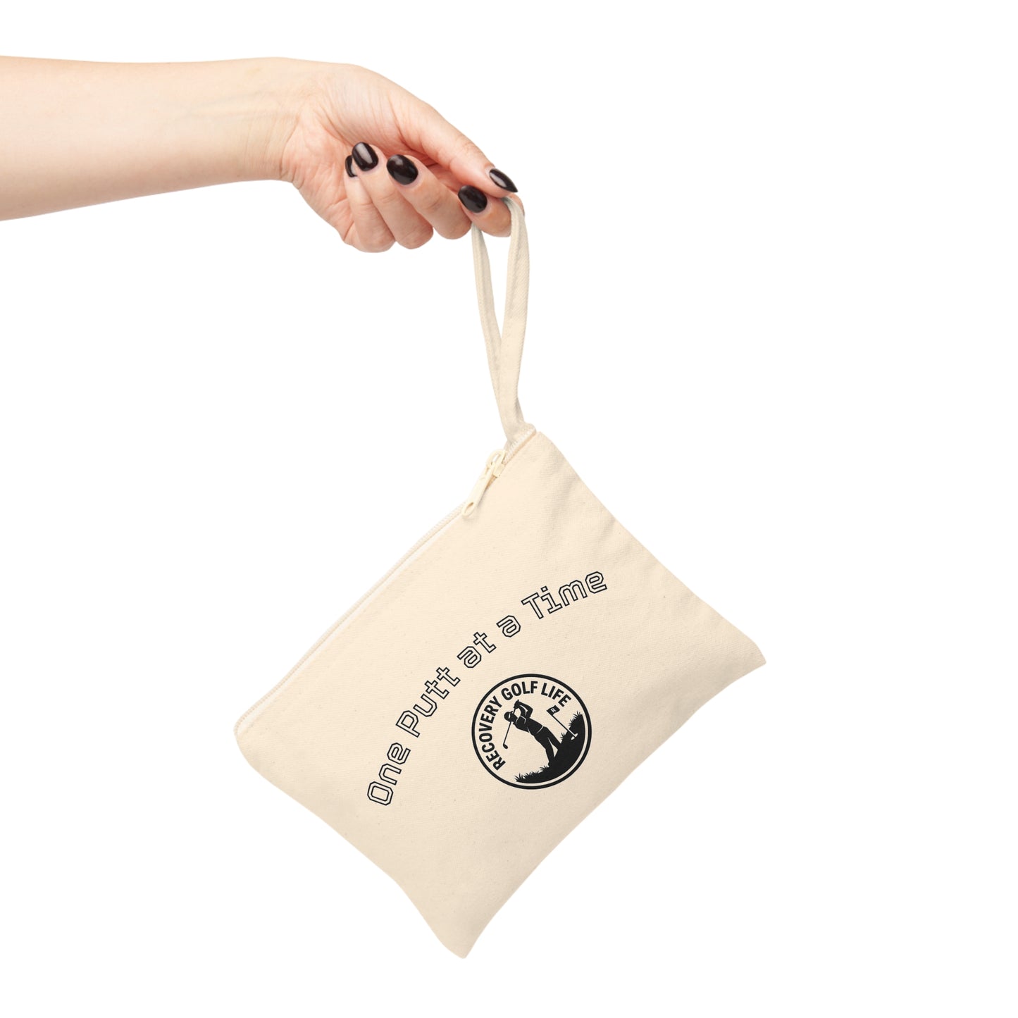 "One Putt at a Time" Canvas Zipper Tee Pouch